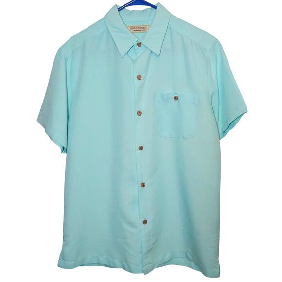 Island Republic Mens Casual Button Down Shirt Aqua Blue Medium Summer Lightweigt - Picture 1 of 5